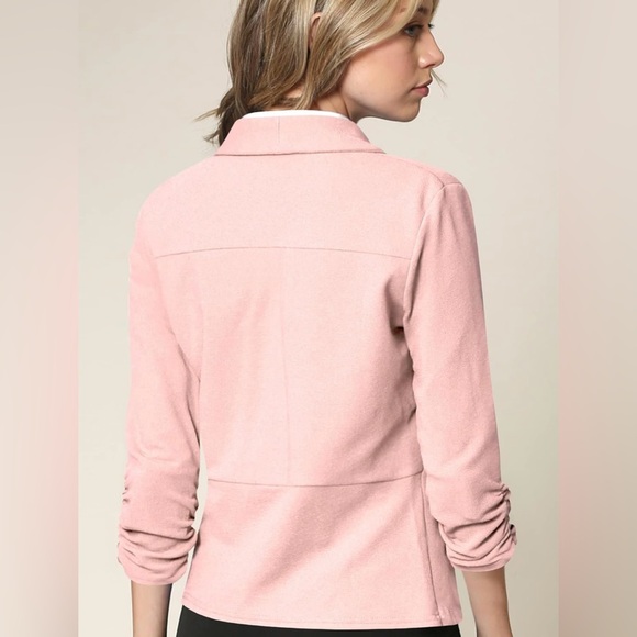 3/4 Sleeve Blazer Open Front Cardigan Jacket Work Office Blazer -pink - Picture 4 of 6